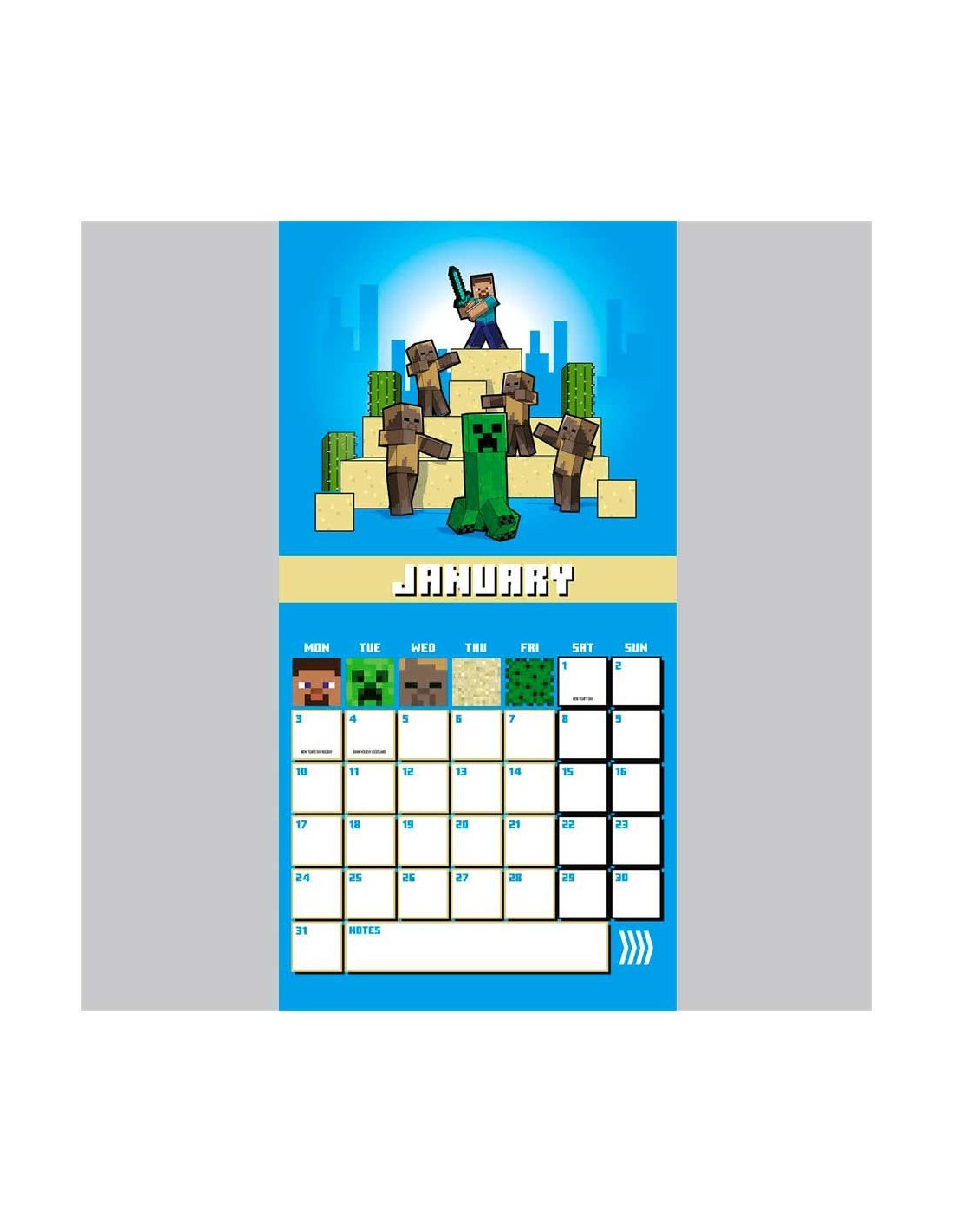 Mini calendario 2022 del videojuego Minecraft Frikimasters.es